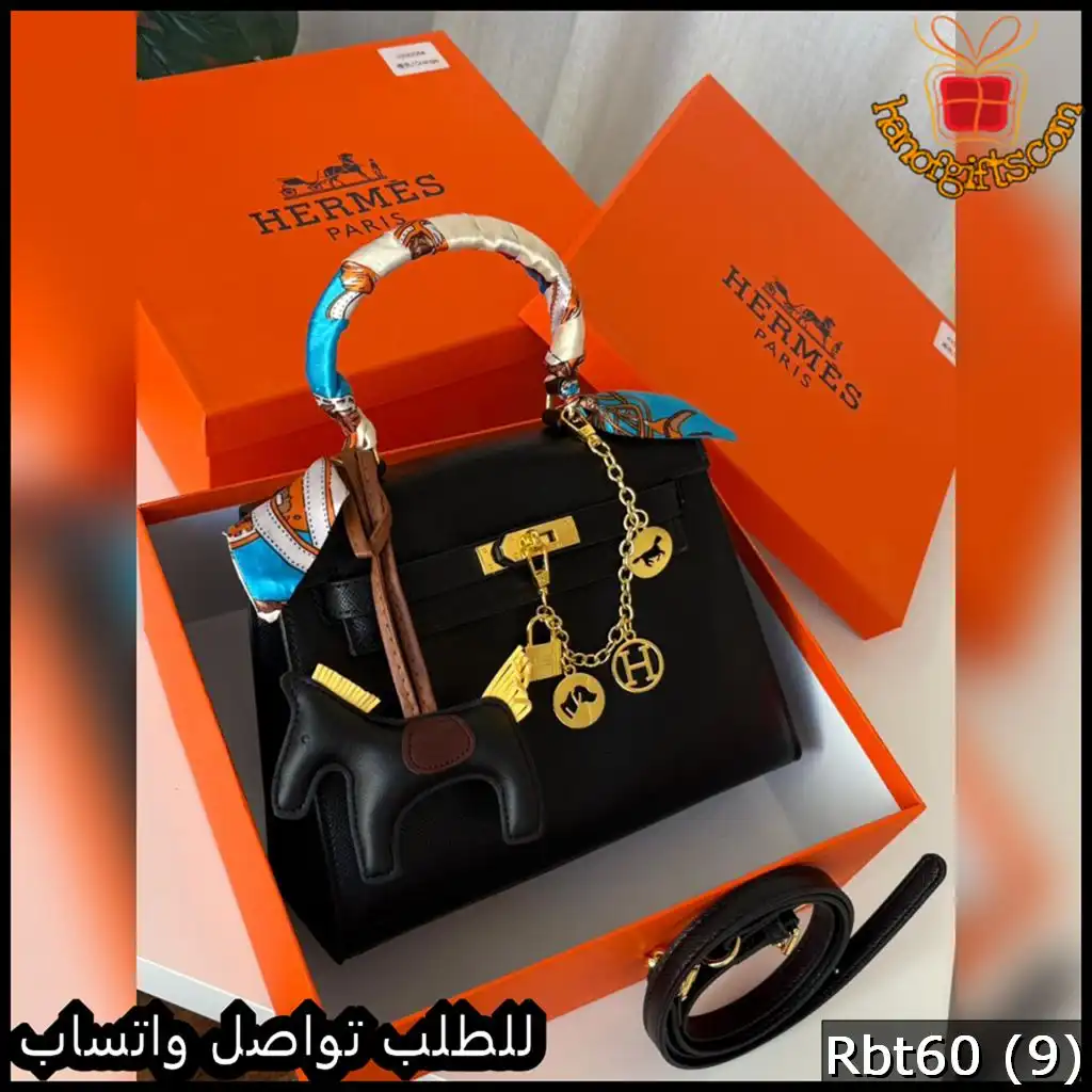 Rbt60 (9) شنطة يد هرمس نسائية باللون الأسود