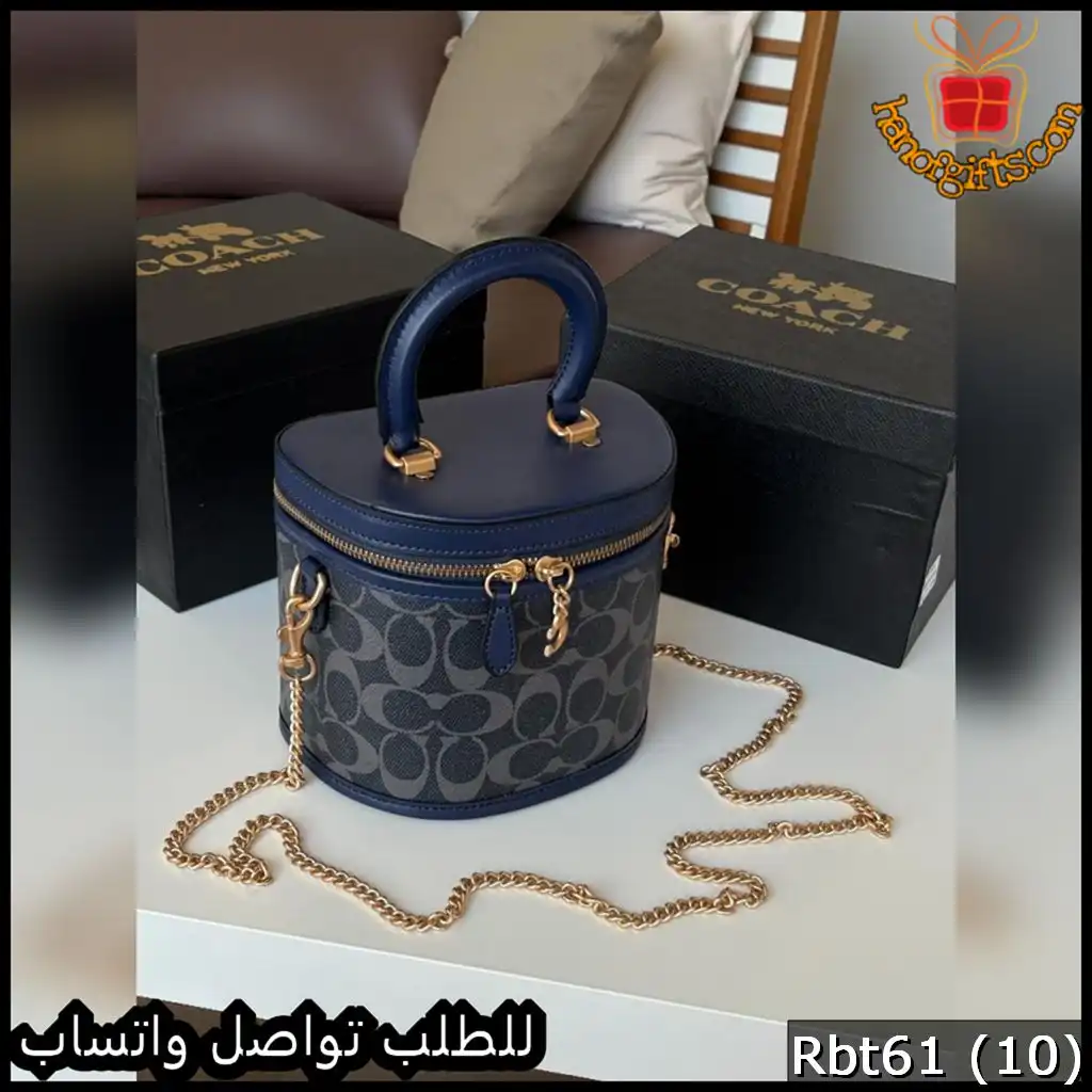 شنطة يد Coach نسائية دائرية كحلية
