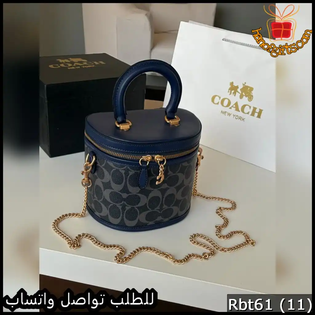 شنطة يد Coach نسائية دائرية كحلية