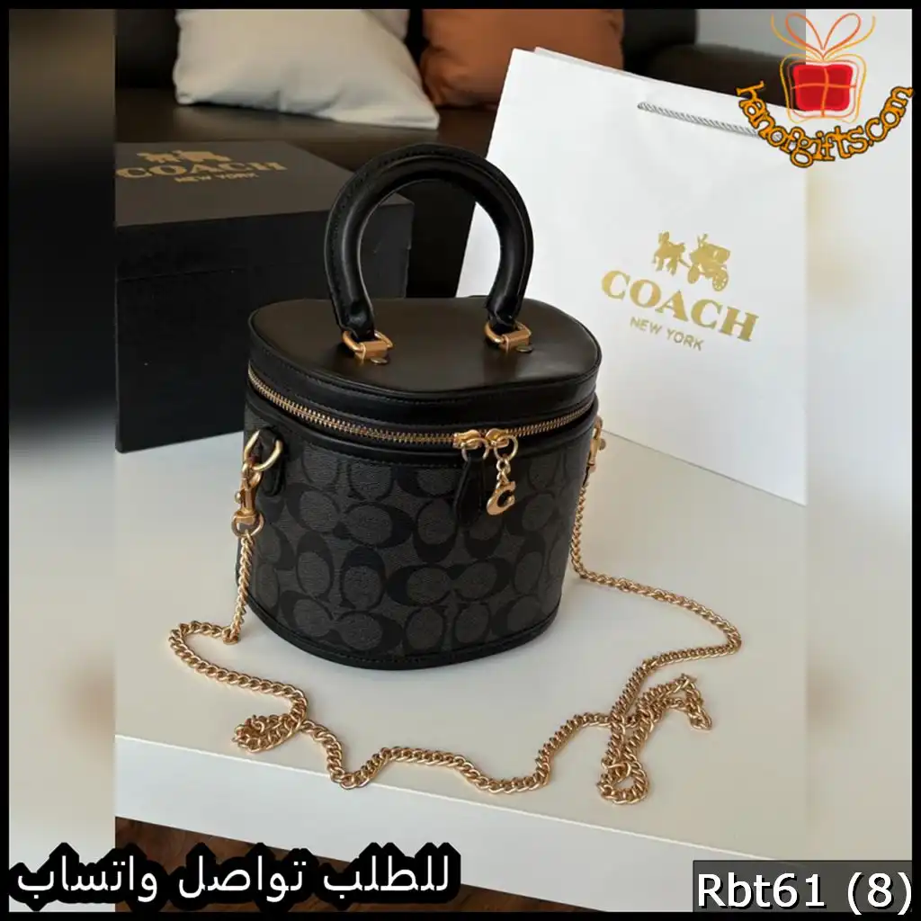 شنطة Coach شكل اسطواني لون اسود