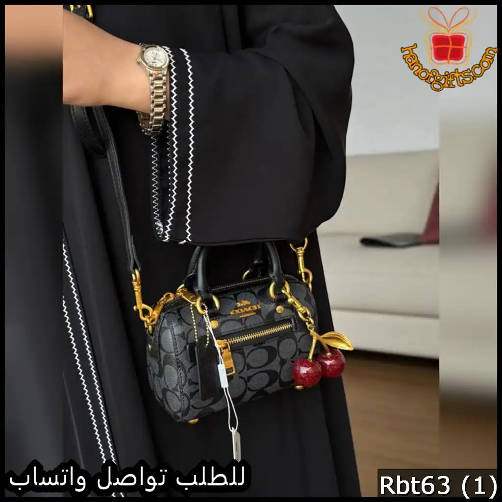 شنطة يد Coach نسائية صغيرة سوداء مع كرز