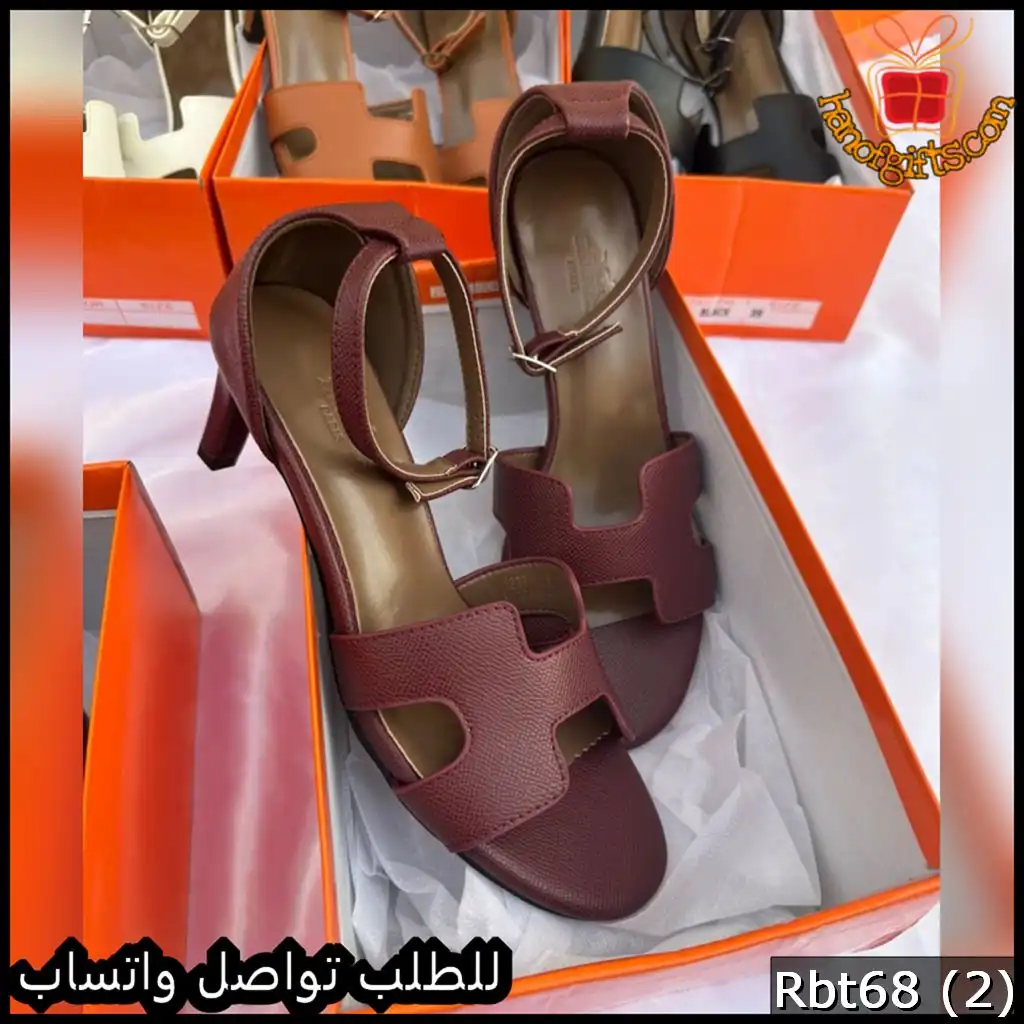 كعب Hermès بشريط H وحزام كاحل عنابي مطفي