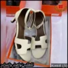 كعب Hermès شريط H وحزام كاحل ابيض عاجي