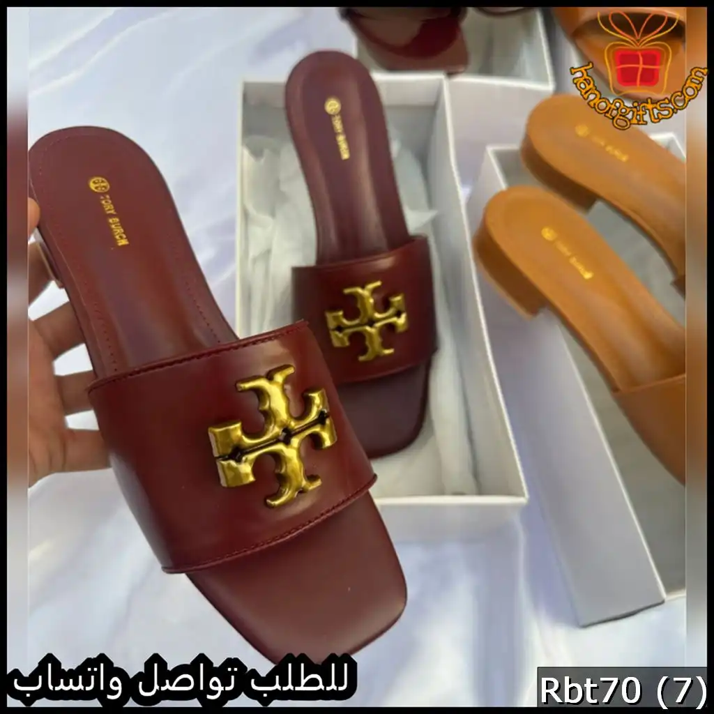 سليبر Tory Burch Patent Logo Slide عنابي