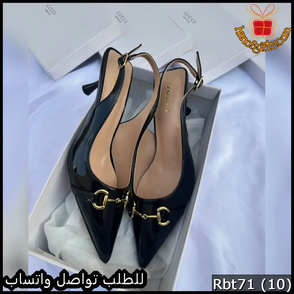 كعب Gucci Horsebit Slingback Patent اسود