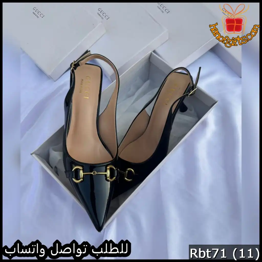 كعب Gucci Horsebit Slingback Patent اسود