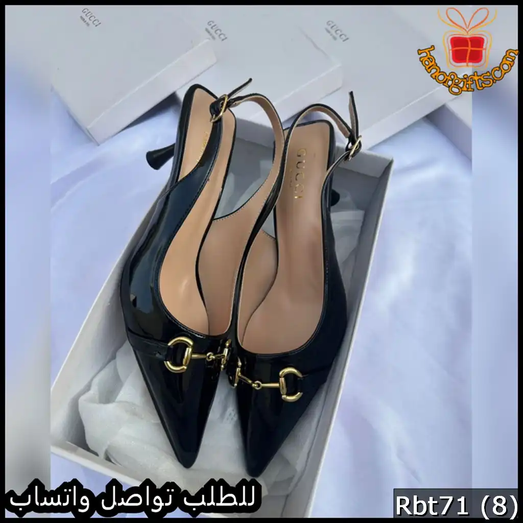 كعب Gucci Horsebit Slingback Patent اسود
