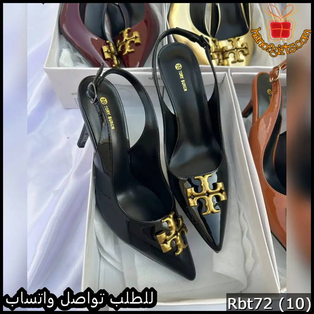 كعب Tory Burch Logo Slingback Patent اسود