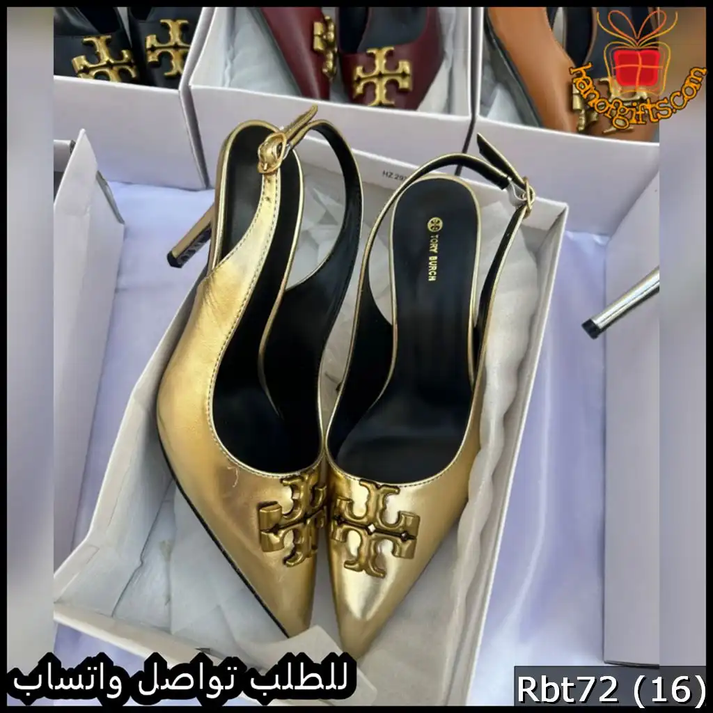 كعب Tory Burch Logo Slingback Metallic ذهبي 4 كعب Tory Burch Logo Slingback Metallic ذهبي