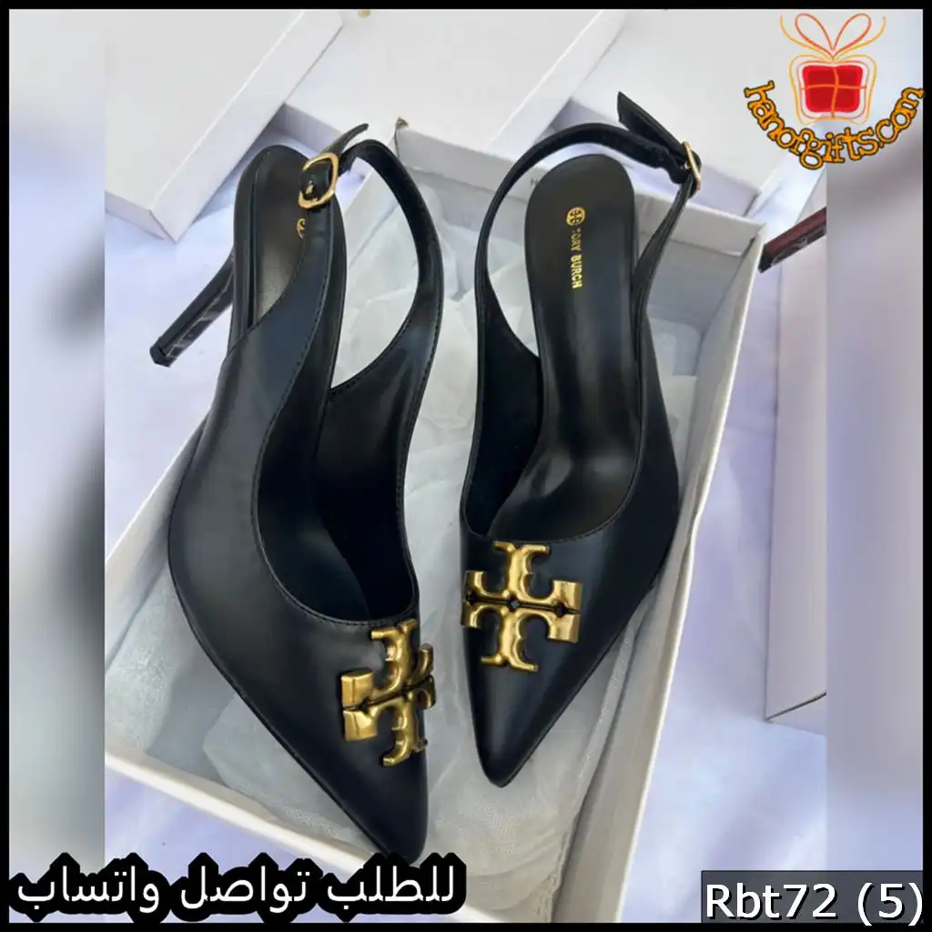 كعب Tory Burch Logo Slingback Patent اسود