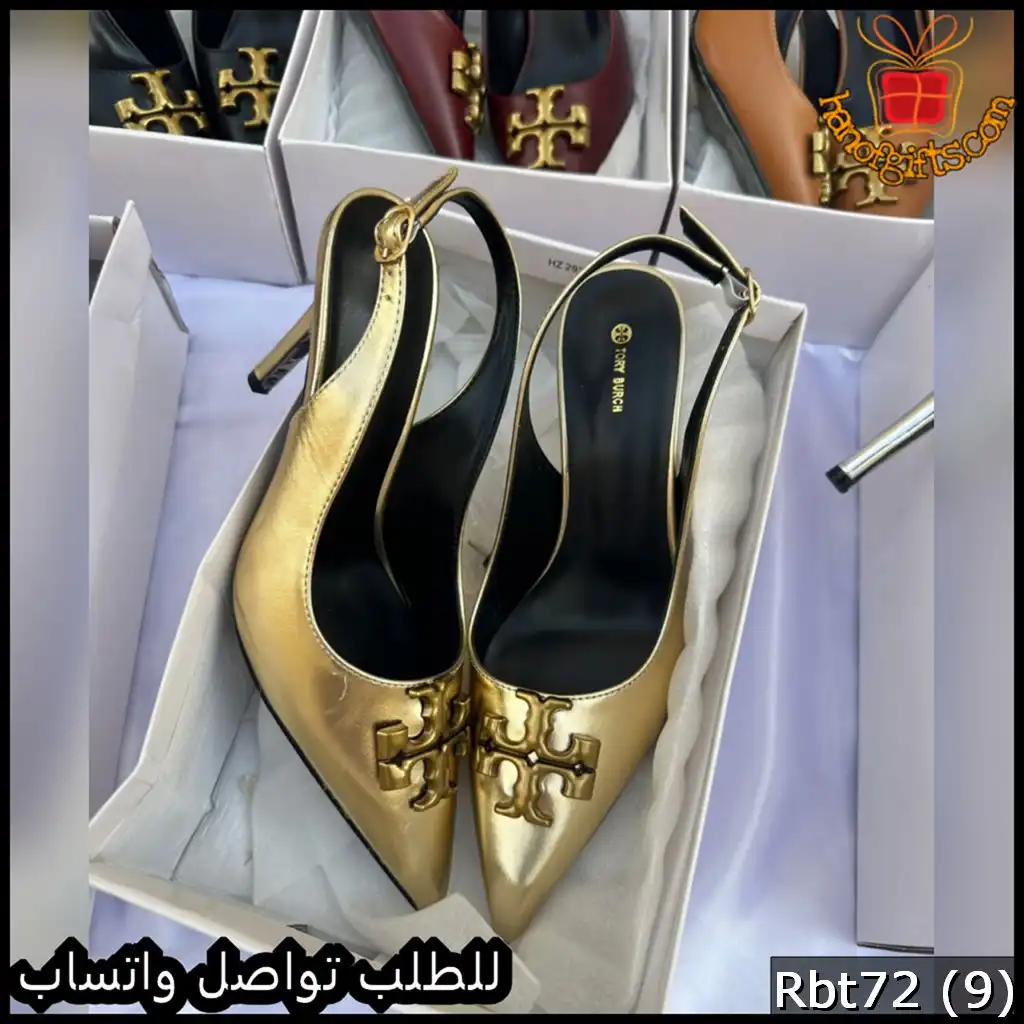 كعب Tory Burch Logo Slingback Metallic ذهبي 3 كعب Tory Burch Logo Slingback Metallic ذهبي