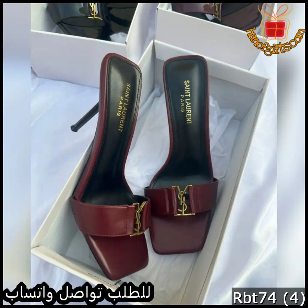 كعب Saint Laurent Opyum Patent Slide عنابي