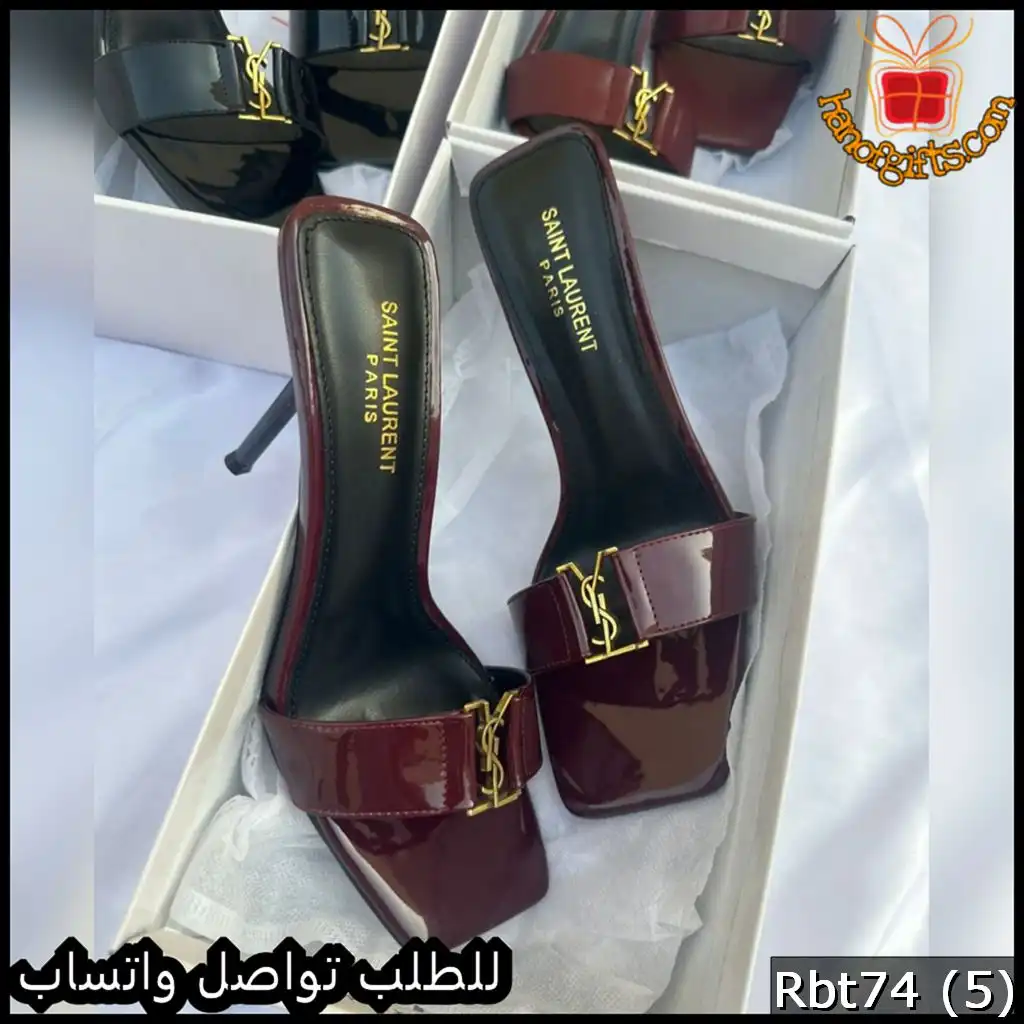كعب Saint Laurent Opyum Patent Slide عنابي