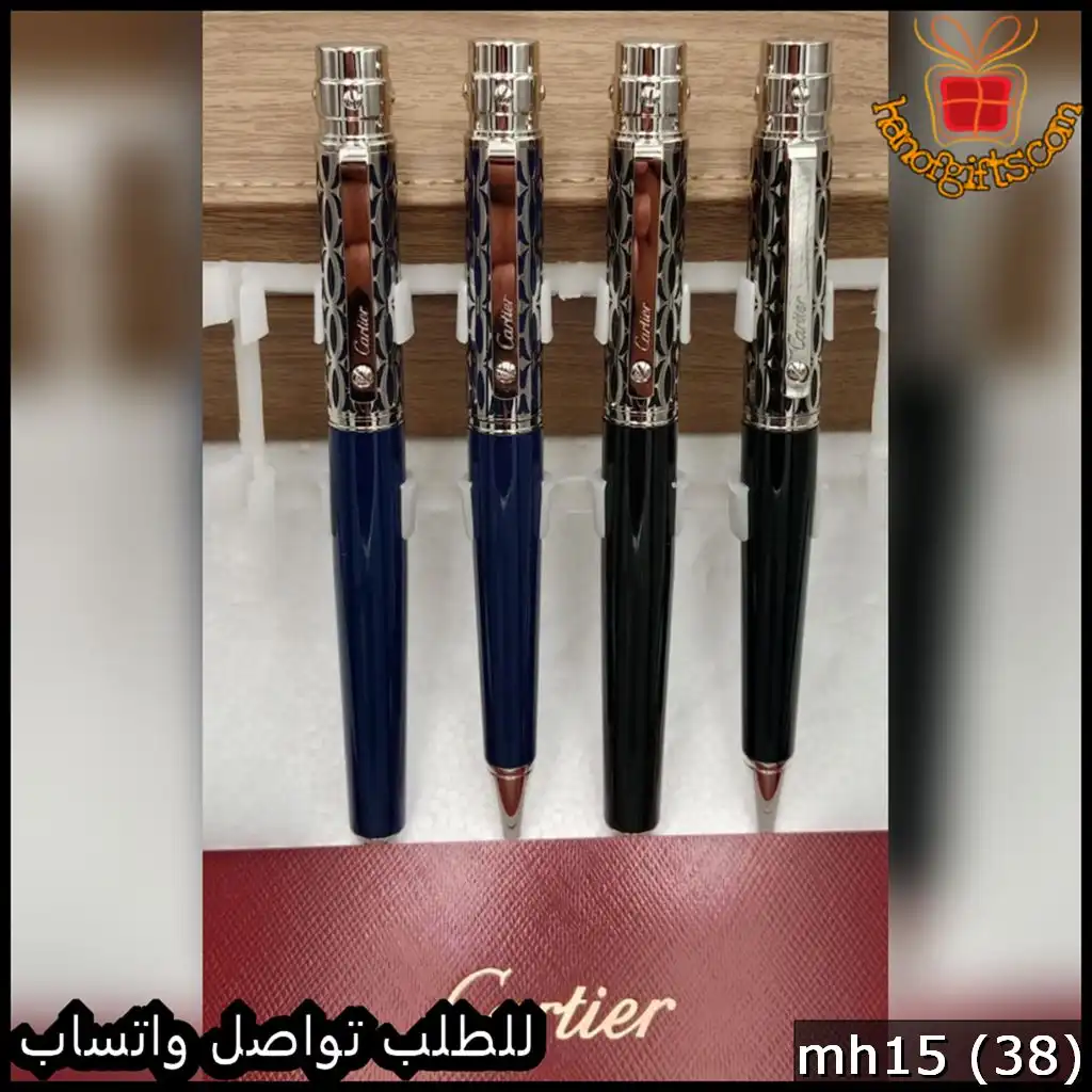 قلم Cartier فضي و ازرق و فضي واسود
