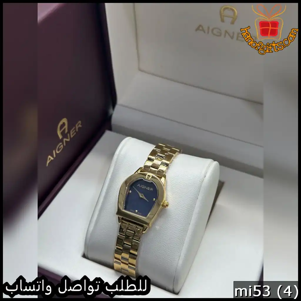 ساعة Aigner صغيرة نسائي ذهبية مع مينا كحلي