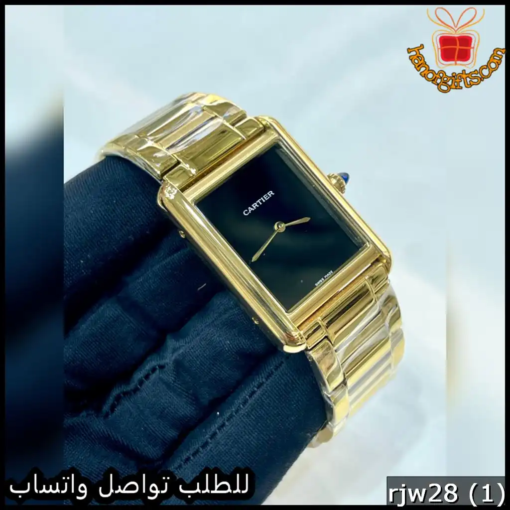 ساعة كارتير تانك رجالي مينا أسود فاخر بدون أرقام