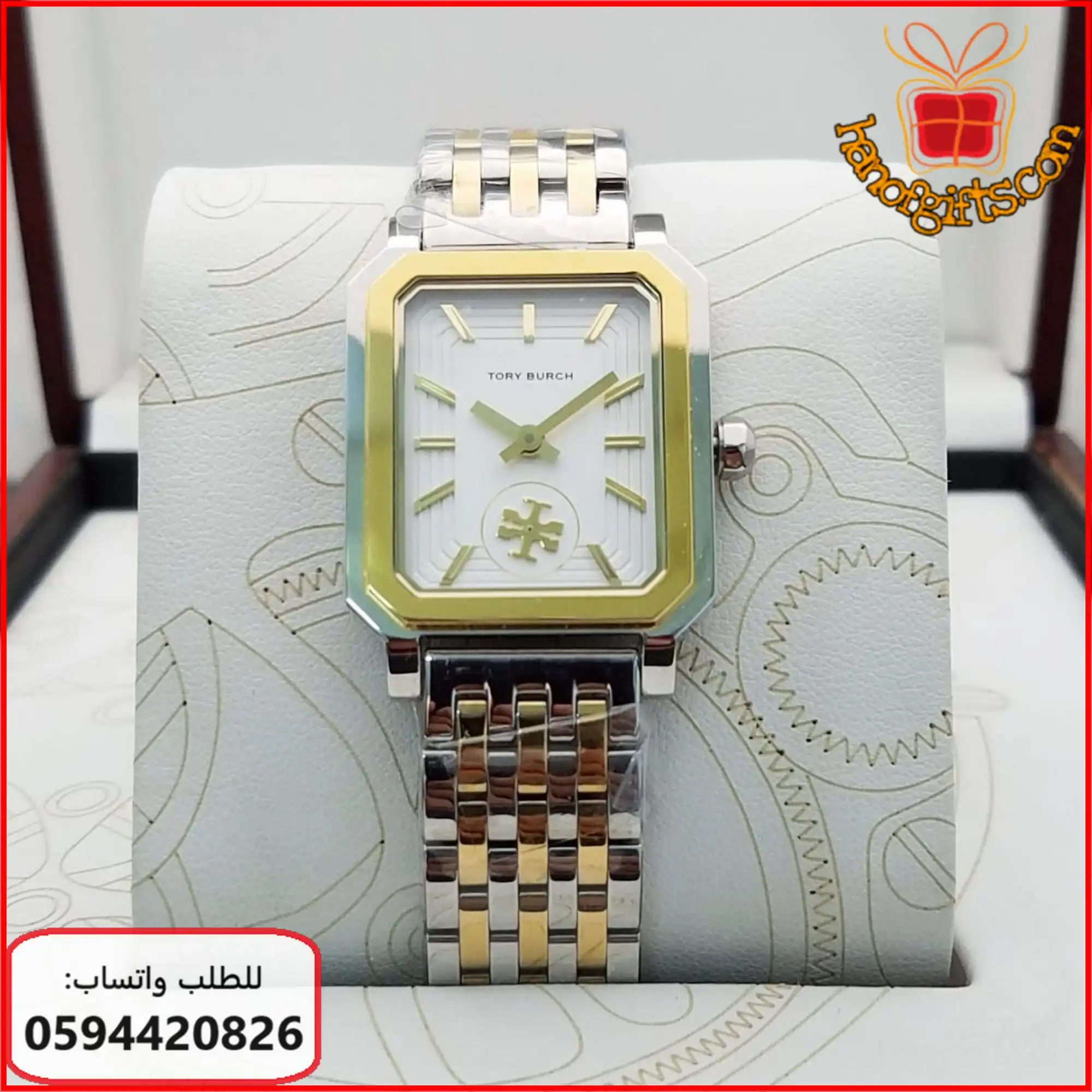 ساعة Tory Burch نسائية مكس ومينا ابيض