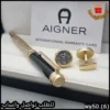 قلم وكبك Aigner اسود مع ذهبي