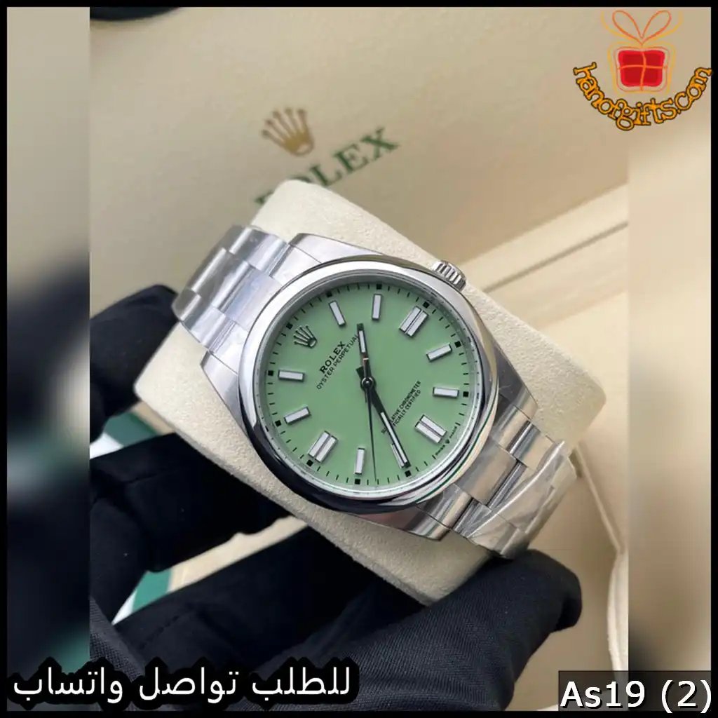 ساعة Rolex Oyster Perpetual رجالية سويسري خضراء