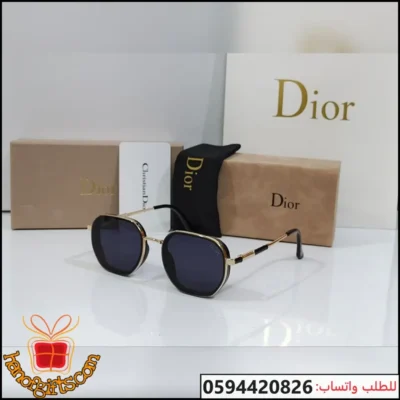 Dior Sunglasses عدسات سوداء ذراع ذهبي