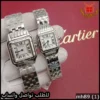 ساعتين كارتير بانثر نسائية فضي كامل بدون فصوص بحجم صغير ووسط بتصميم كلاسيكي أنيق