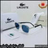 نظارة Lacoste رجالية بإطار فضي وعدسات زرقاء