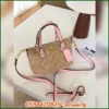 شنطة Coach Mini Tote البيج مع الوردي