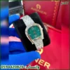 ساعة اقنر نسائي فضية مينا اخضر