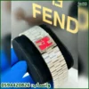 ساعة فندي حرف F نسائي فضي واحمر