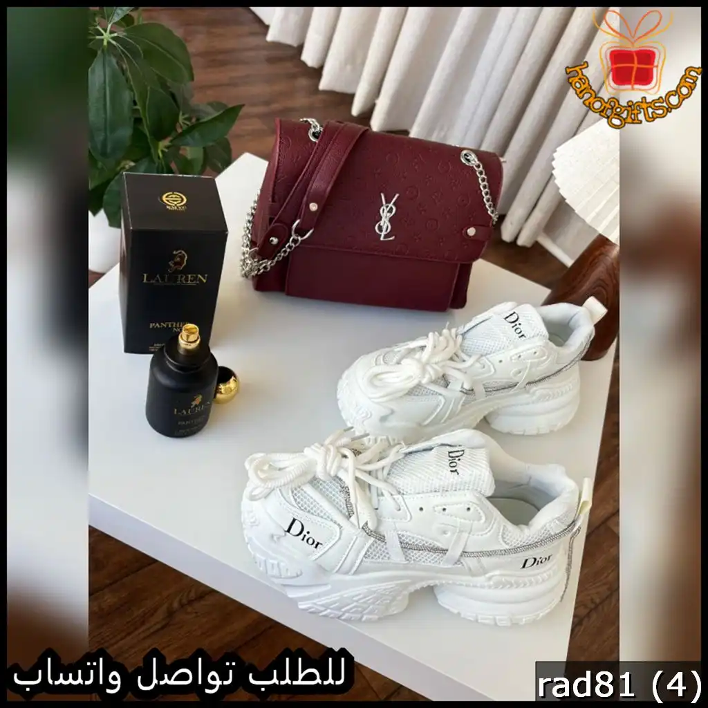 طقم نسائي شنطة Saint Laurent مع شوز وعطر 100 مل
