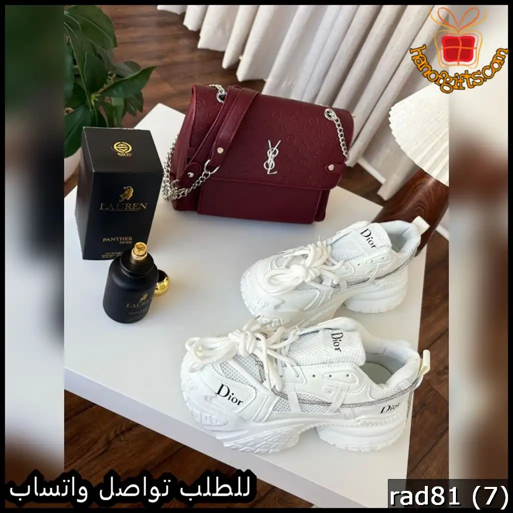 rad81 (7) طقم نسائي شنطة Saint Laurent مع شوز وعطر 100 مل