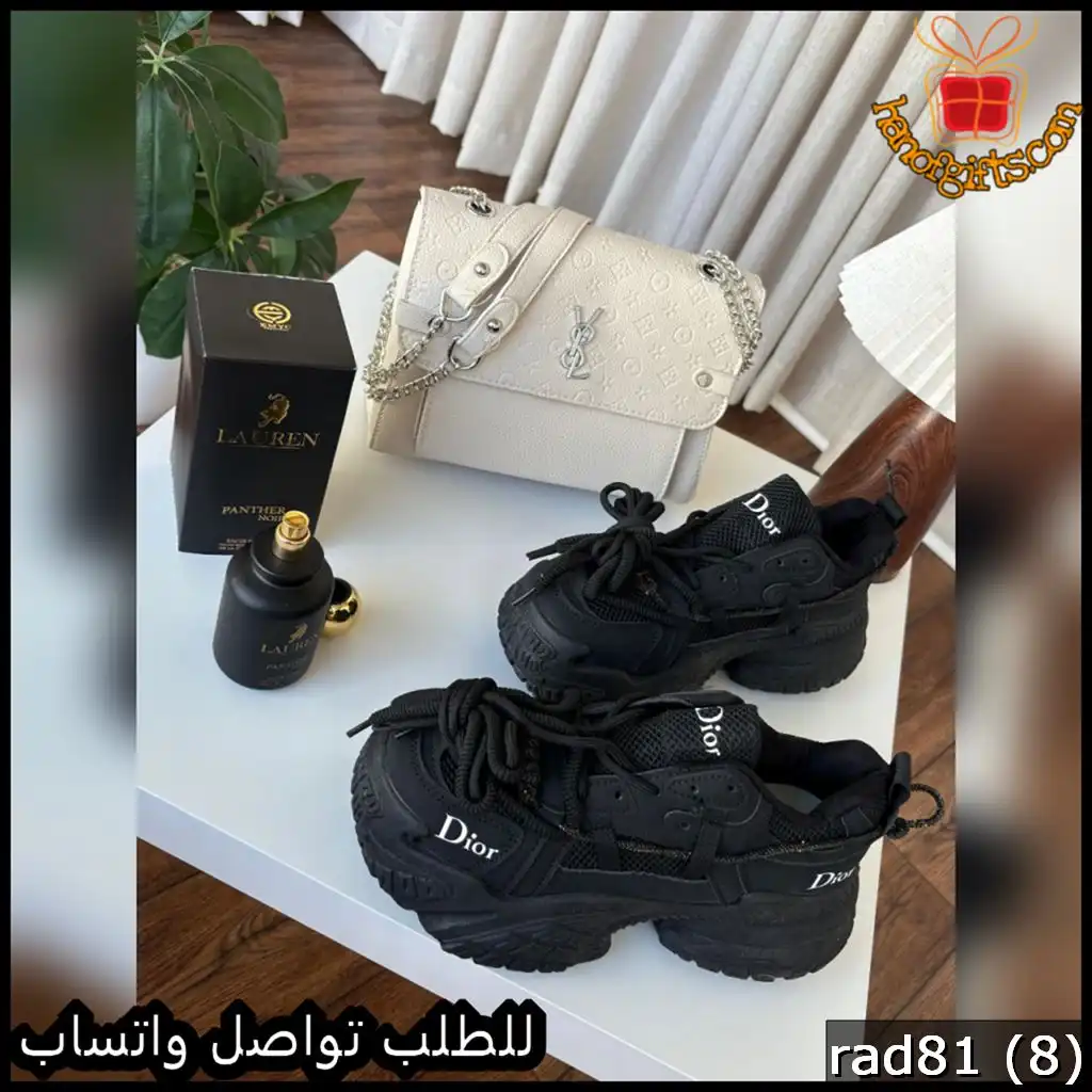 rad81 (8) طقم نسائي شنطة Saint Laurent مع شوز وعطر 100 مل