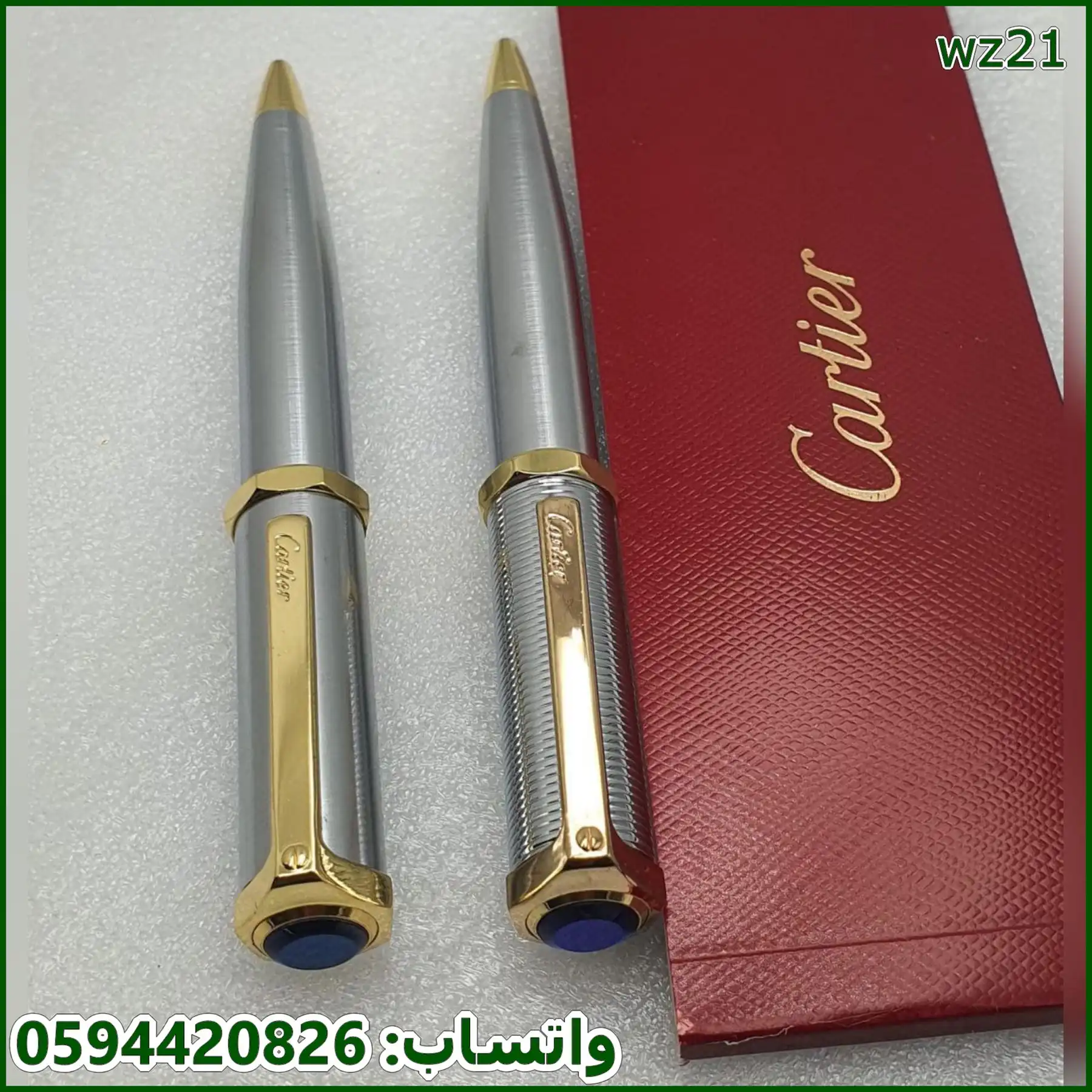 قلم Cartier Santos سداسي فضي وذهبي