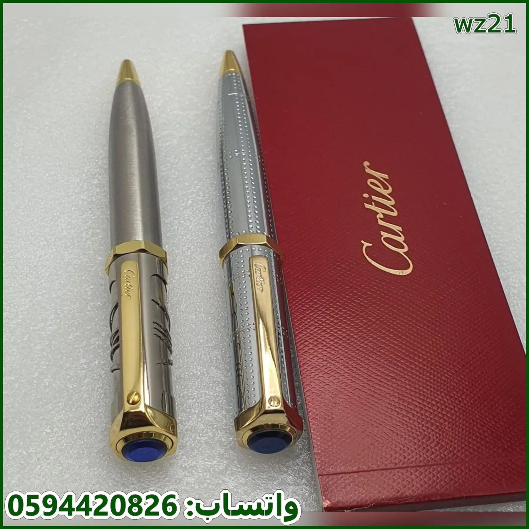 اقلام Cartier Santos سداسي فضي منقط وناعم