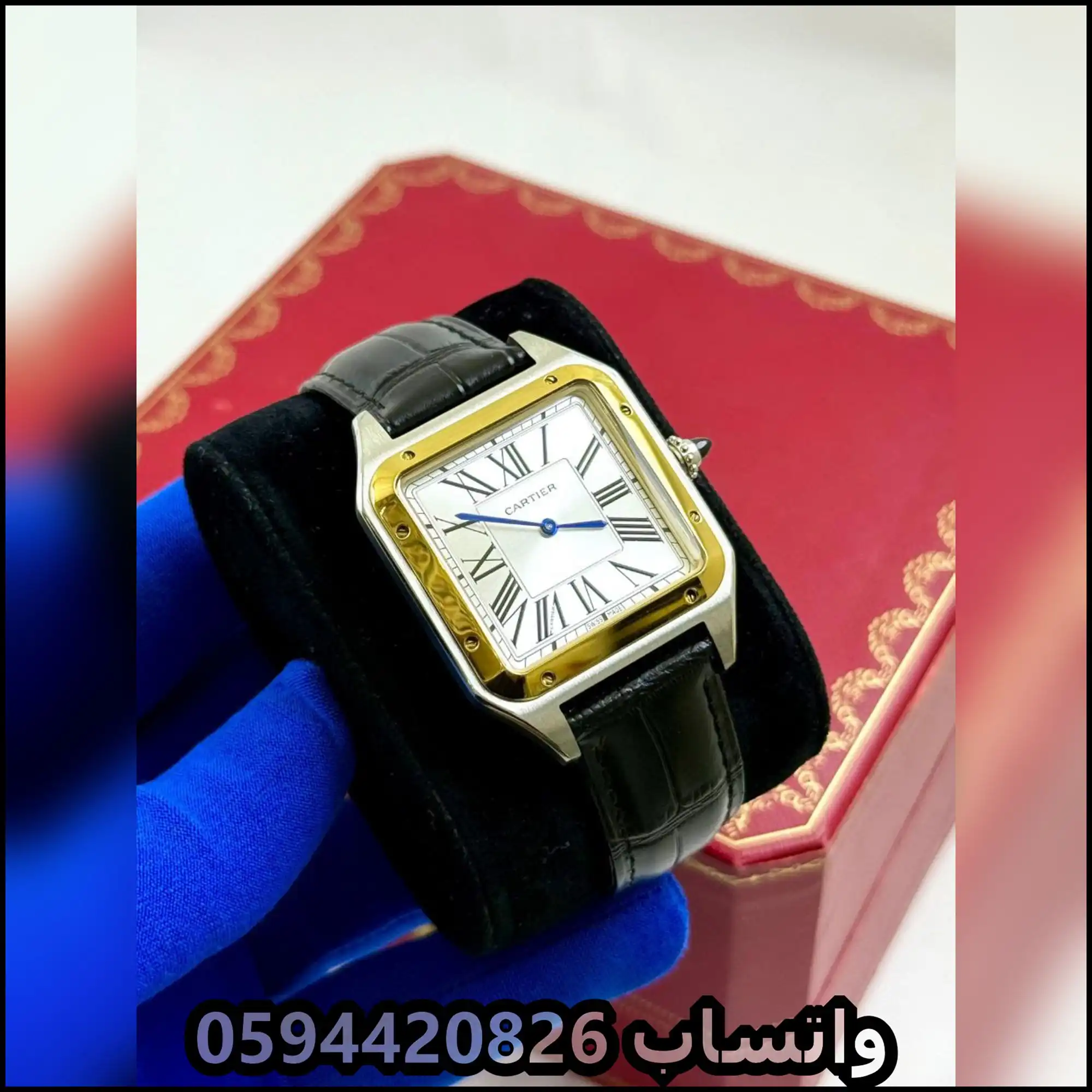 ساعة كارتير سانتوس جلد اسود رجالية