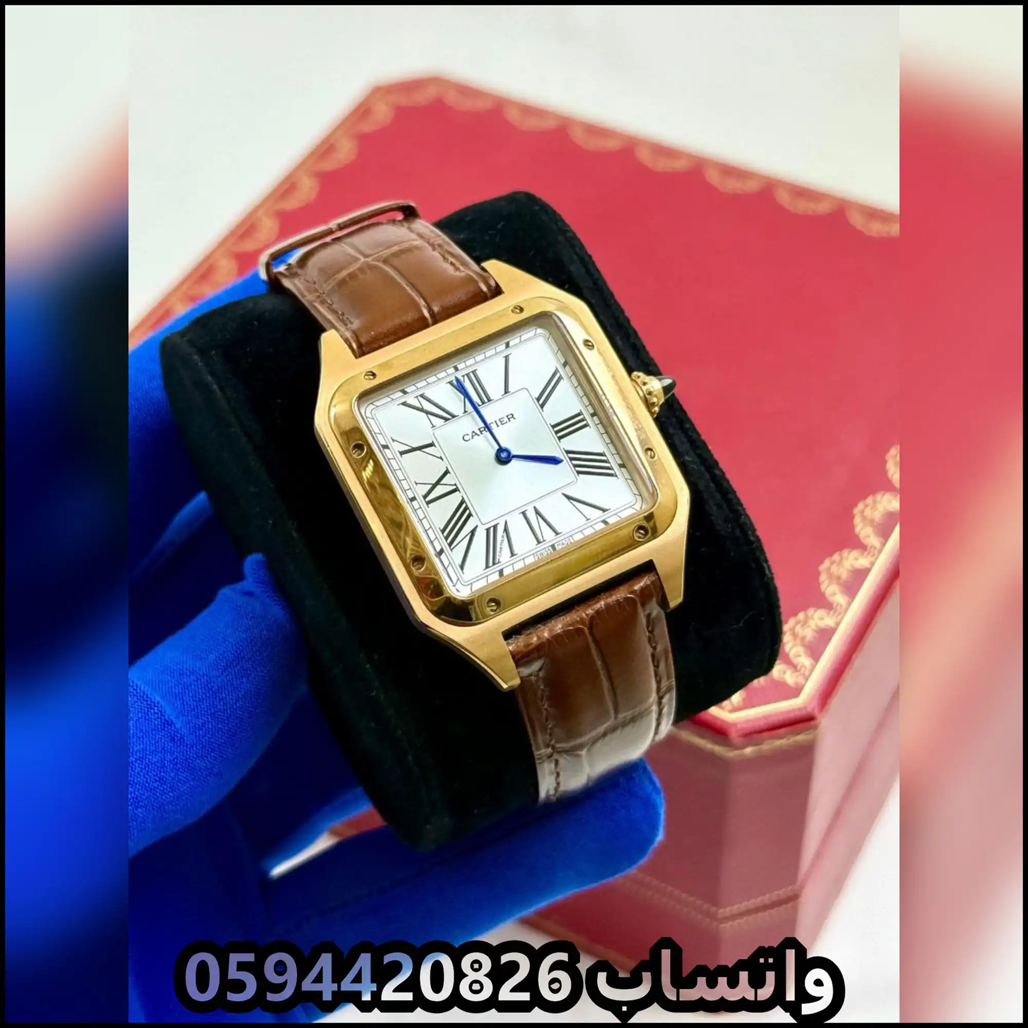 Ja73 (3) ساعات كارتير سانتوس رجالية جلد بني