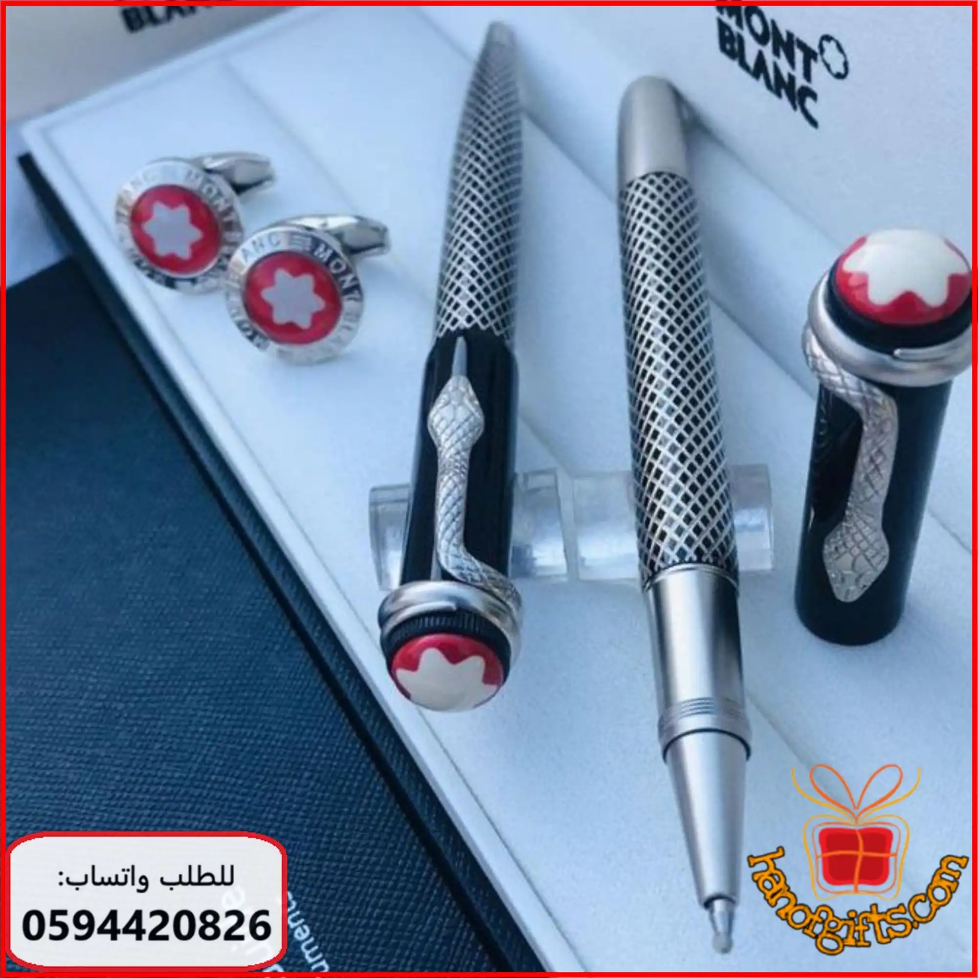 مونت بلانك ثعبان أسود مع فضي ساتان