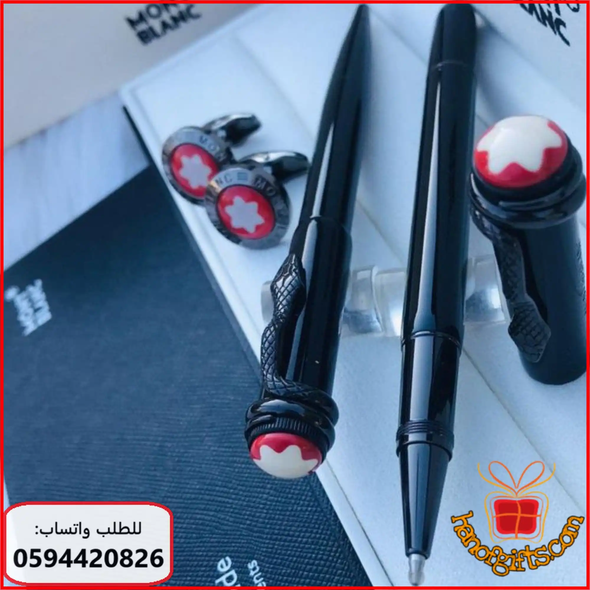 قلم مونت بلانك الثعبان اسود لامع كامل