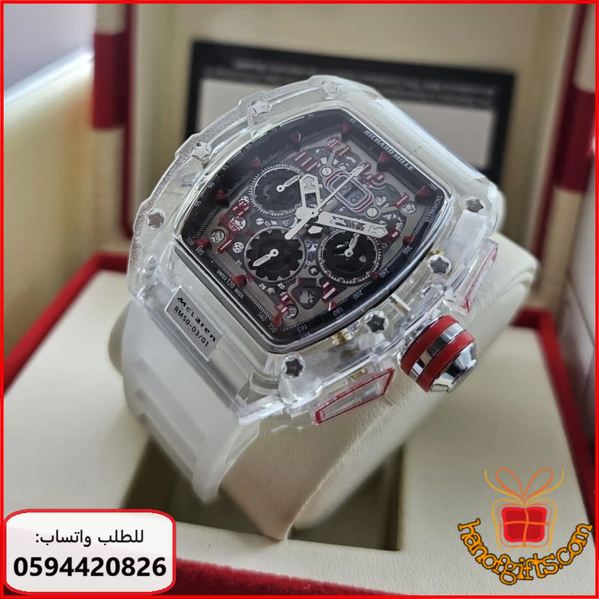 ساعة Richard Mille رجالية تصميم شفاف مكشوف