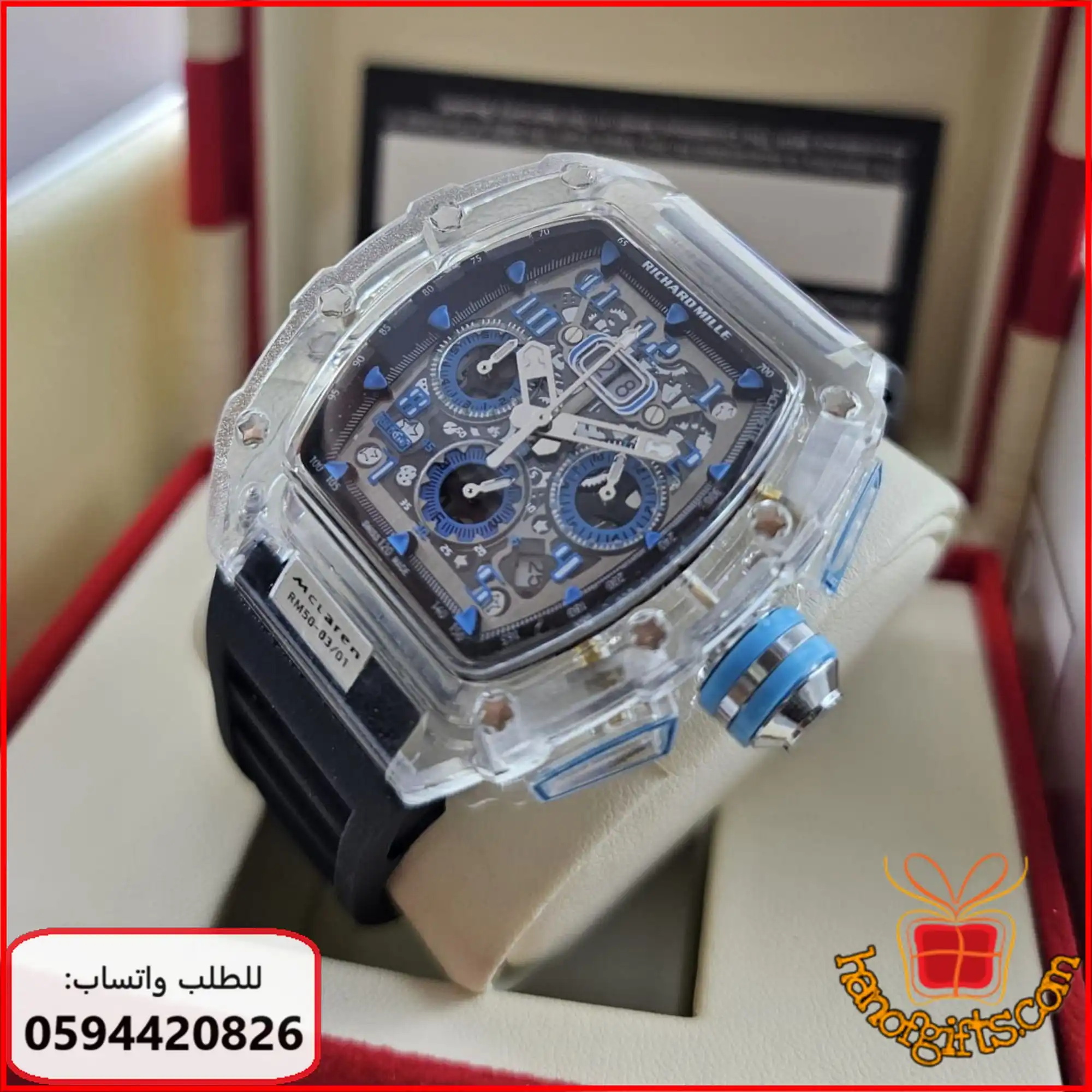 ساعة Richard Mille رجالية تصميم شفاف مكشوف