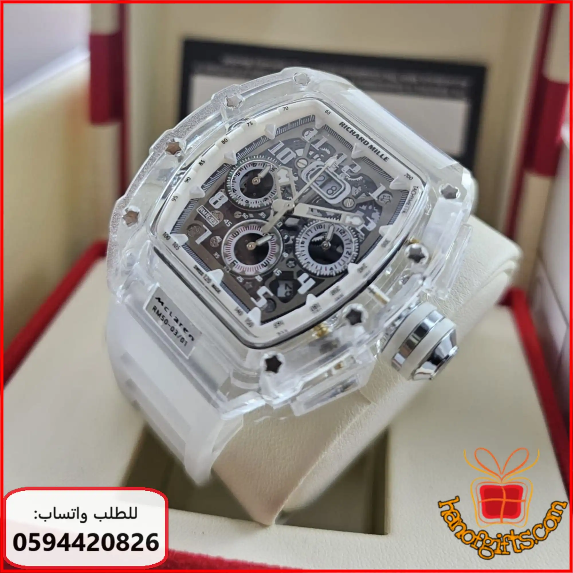 ساعة Richard Mille رجالية تصميم شفاف مكشوف
