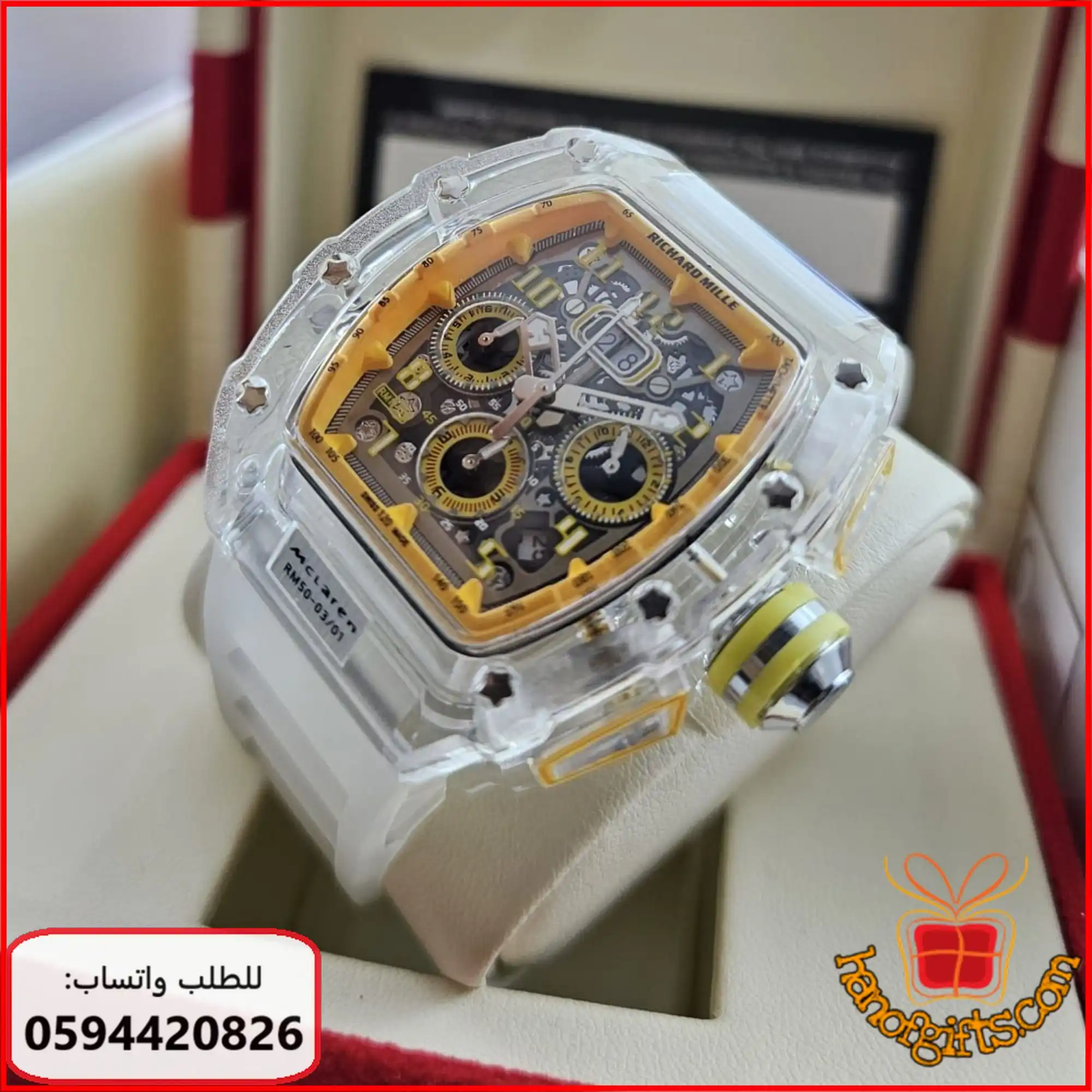 ساعة Richard Mille رجالية تصميم شفاف مكشوف