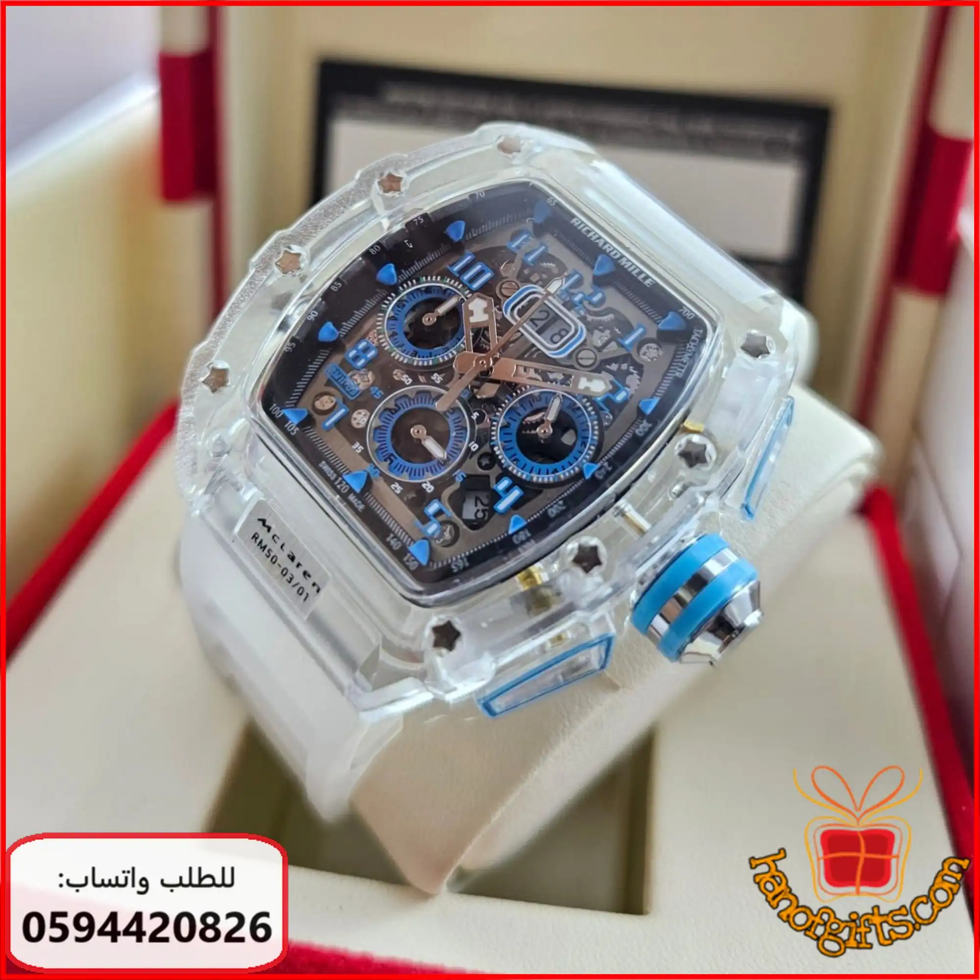 ساعة Richard Mille رجالية تصميم شفاف مكشوف