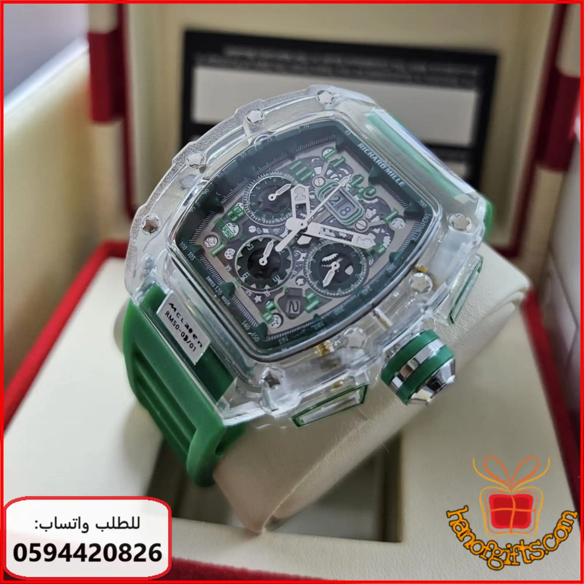 ساعة Richard Mille رجالية تصميم شفاف مكشوف
