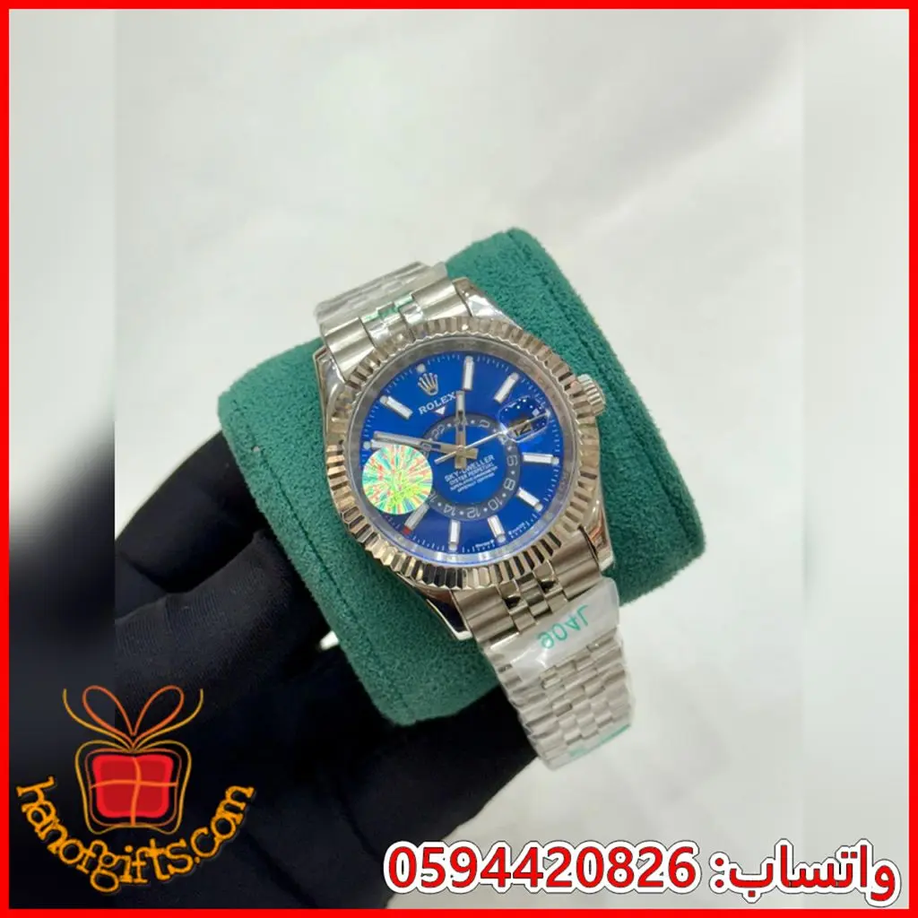 ساعة Rolex Sky-Dweller رجالية أوتوماتيك مينا أزرق – ستيل فاخر بإطار مسنن مقاس 40 مم