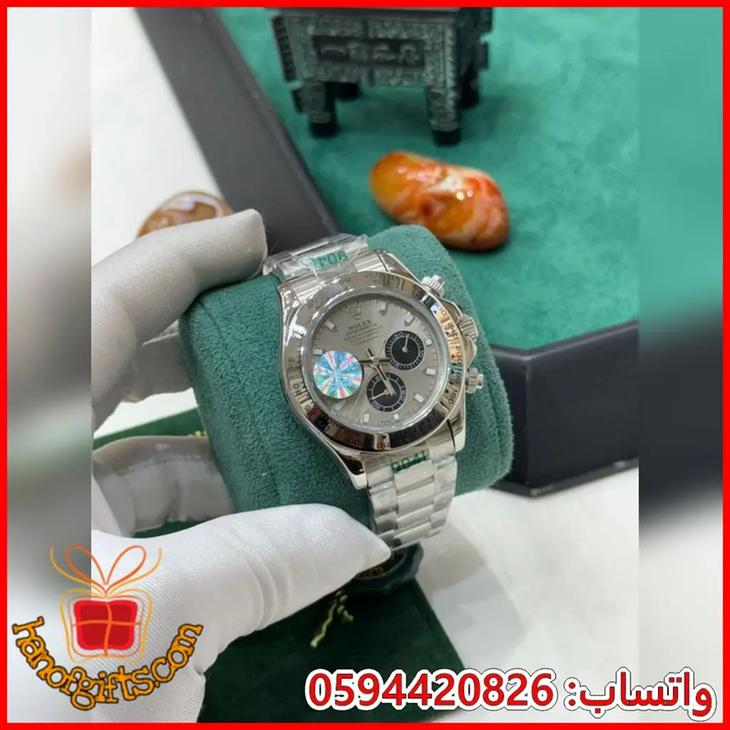 ساعة Rolex Daytona رجالية أوتوماتيك فضية – كرونوغراف فاخر بسوار ستيل مقاس 40 مم