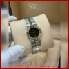 ساعة Chopard نسائية مينا اسود ستيل ثنائي اللون بإطار مرصع