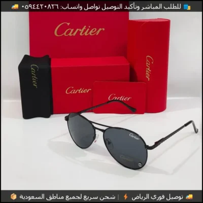 نظارات كارتير طيار بإطار معدني أسود