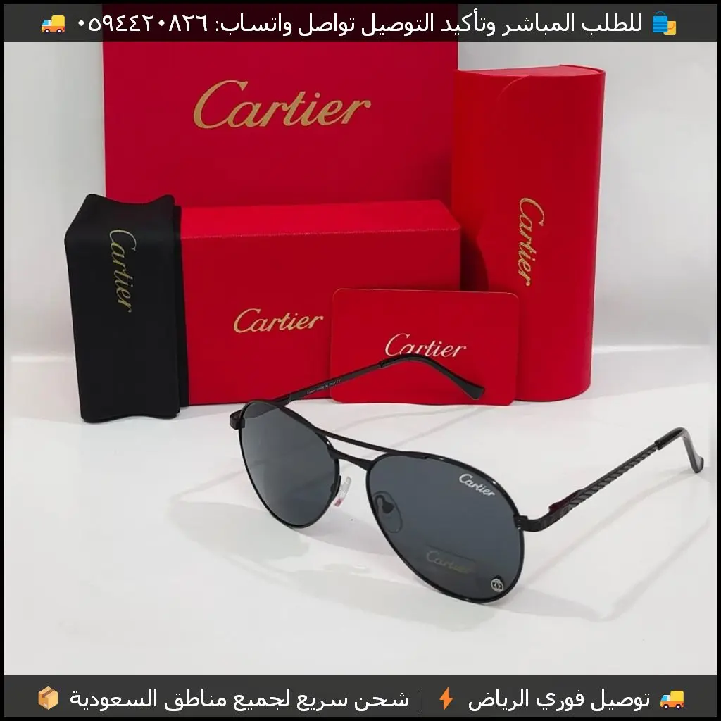 نظارات كارتير طيار بإطار معدني أسود