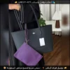 Rbt118 (6) شنطة Lacoste سلة دبل فيس اسود وبنفسجي